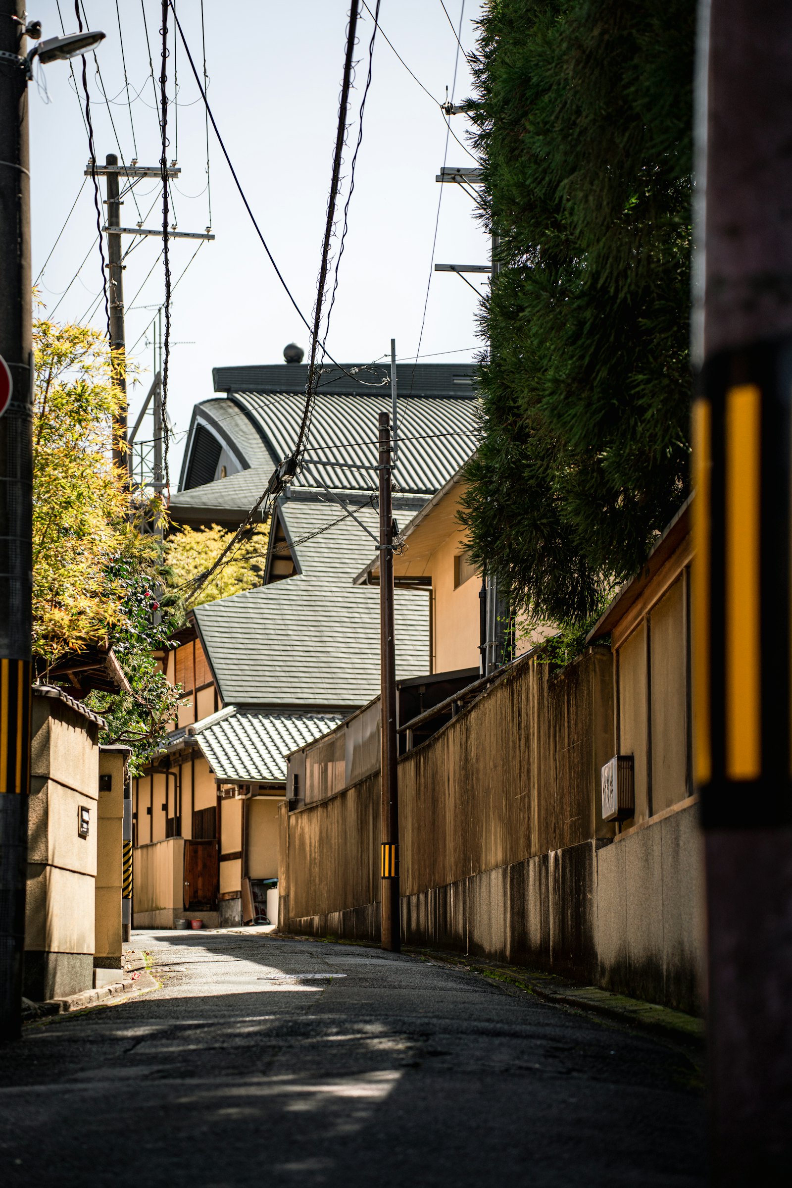 住宅に囲まれた細い路地状部分。工事車両や重機が入りにくい旗竿地の典型
