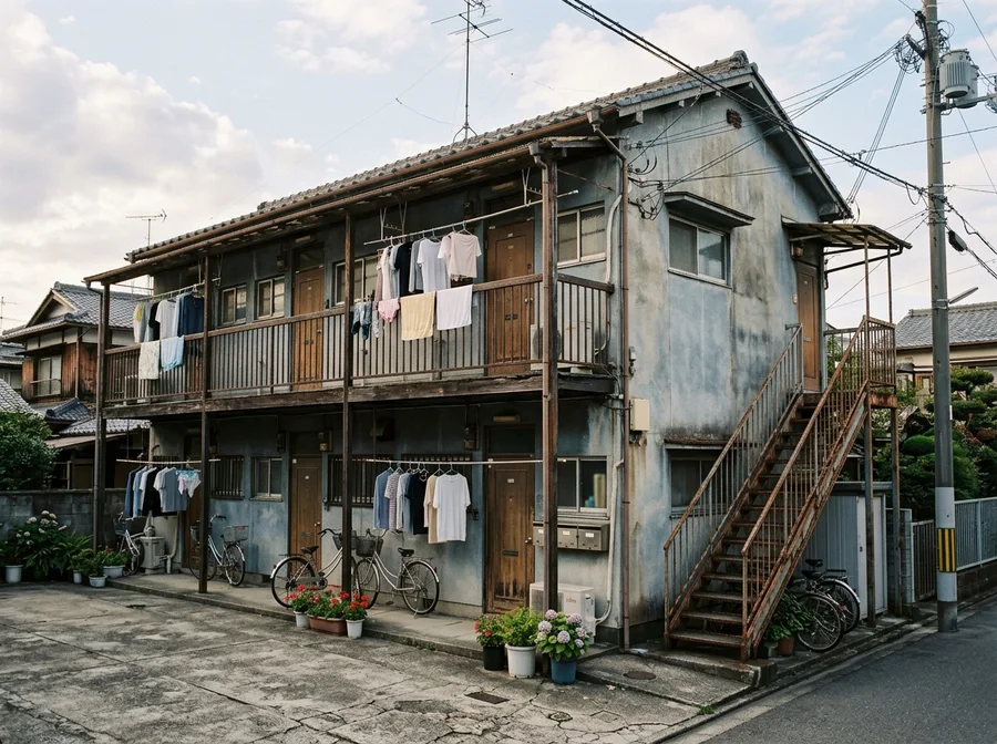 昭和築の古い木造2階建てアパート